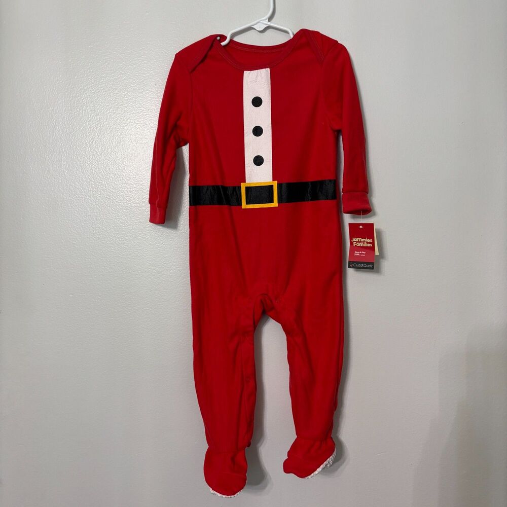 NWT Cuddl Duds Jammies For Your Families 24M Santa Footed Sleeper Christmas #16